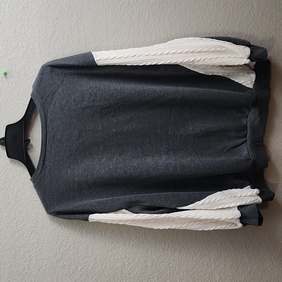 Shein Sweater Size 2XL Curve Sweatshirt Sweater Gray White Cable Knit Sleeve - Picture 2 of 9